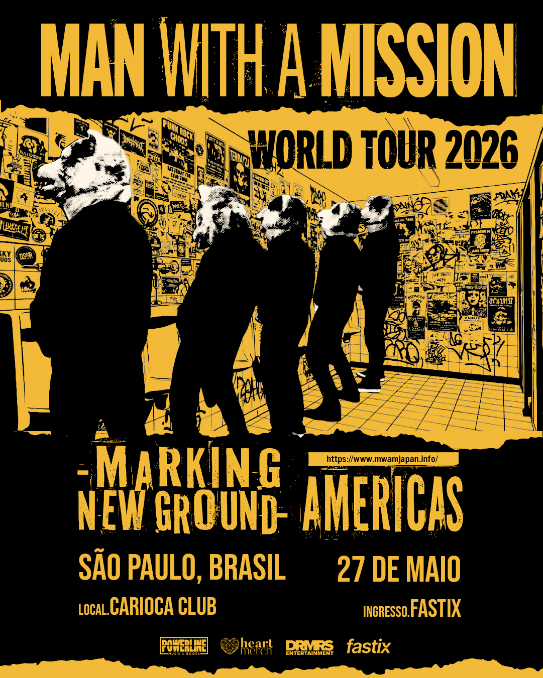 MAN WITH A MISSION × SUNROCKERS SHIBUYA Do Japão, MAN WITH A MISSION traz seu rock eletrônico e cabeças de